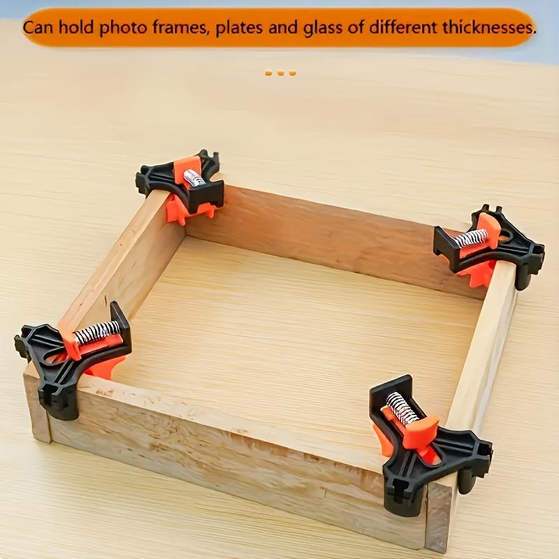 4pcs Adjustable Spring-Loaded Right Angle Corner Clamps - Heavy-Duty Plastic Woodworking Clamps with Ergonomic Handle & Locking Mechanism, Clamp with Thread, Multi-angle Clamping For Cabinets, Photo Framing
