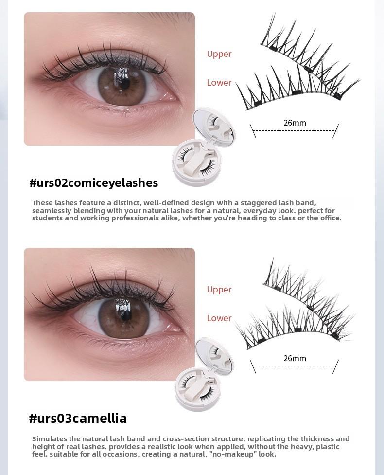 Fox Style Magnetic Eyelashes Natural Camellia Design 3D Thick Magnet Eyelashes No Glue Needed Waterproof Reusable for Women Girls