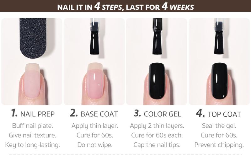 GAOY Gel Top Coat and Base Coat Set, 2 Pcs 7.3ml Glassy Top Coat and No Wipe Foundation Combination for UV Light Cure Gel Nail Polish Manicure