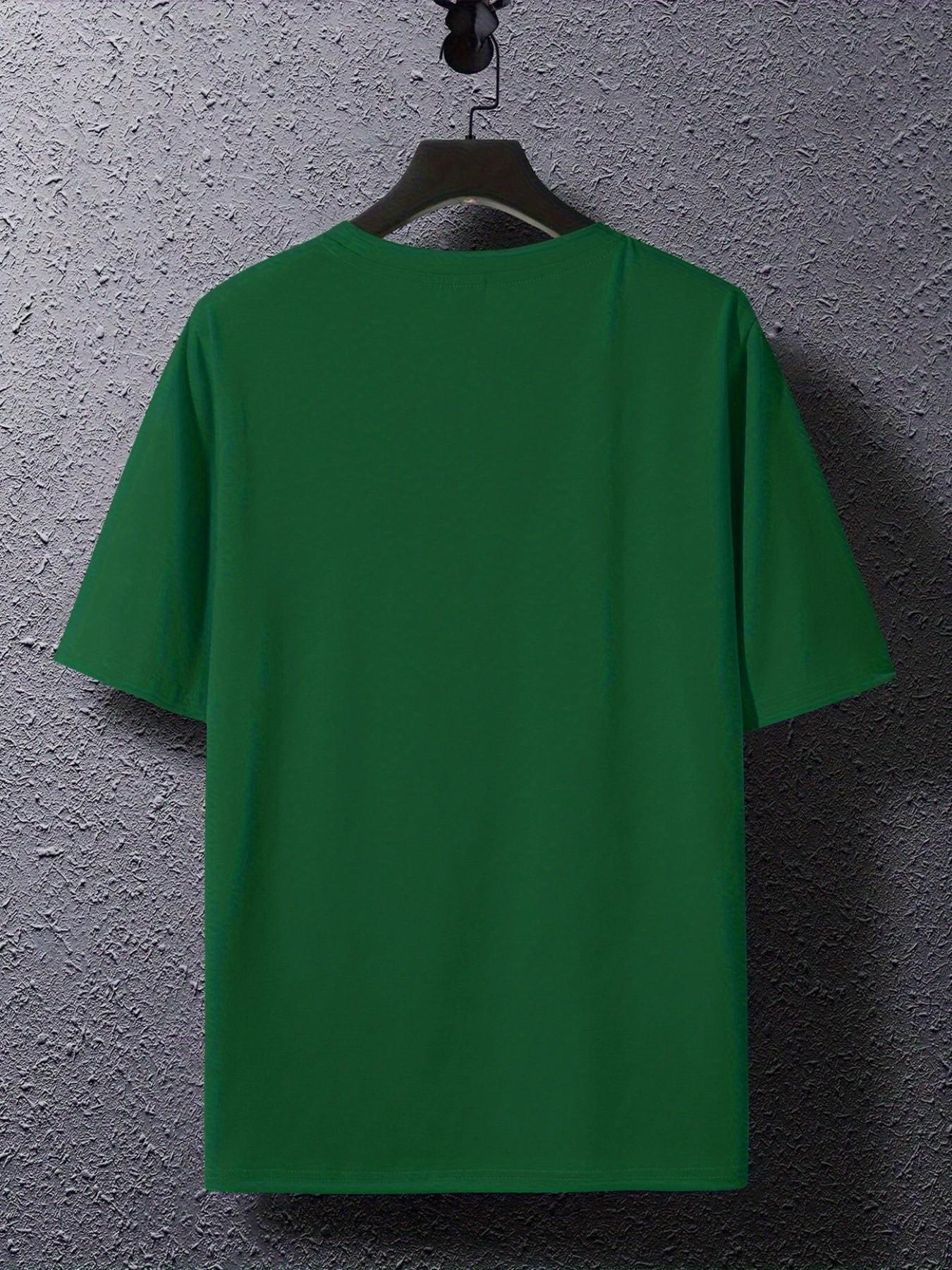 Men's Spanish Style Letter Print Short Sleeve T-Shirt, Summer New Arrival, Breathable Quick-Dry Casual Top, Streetwear Fashion