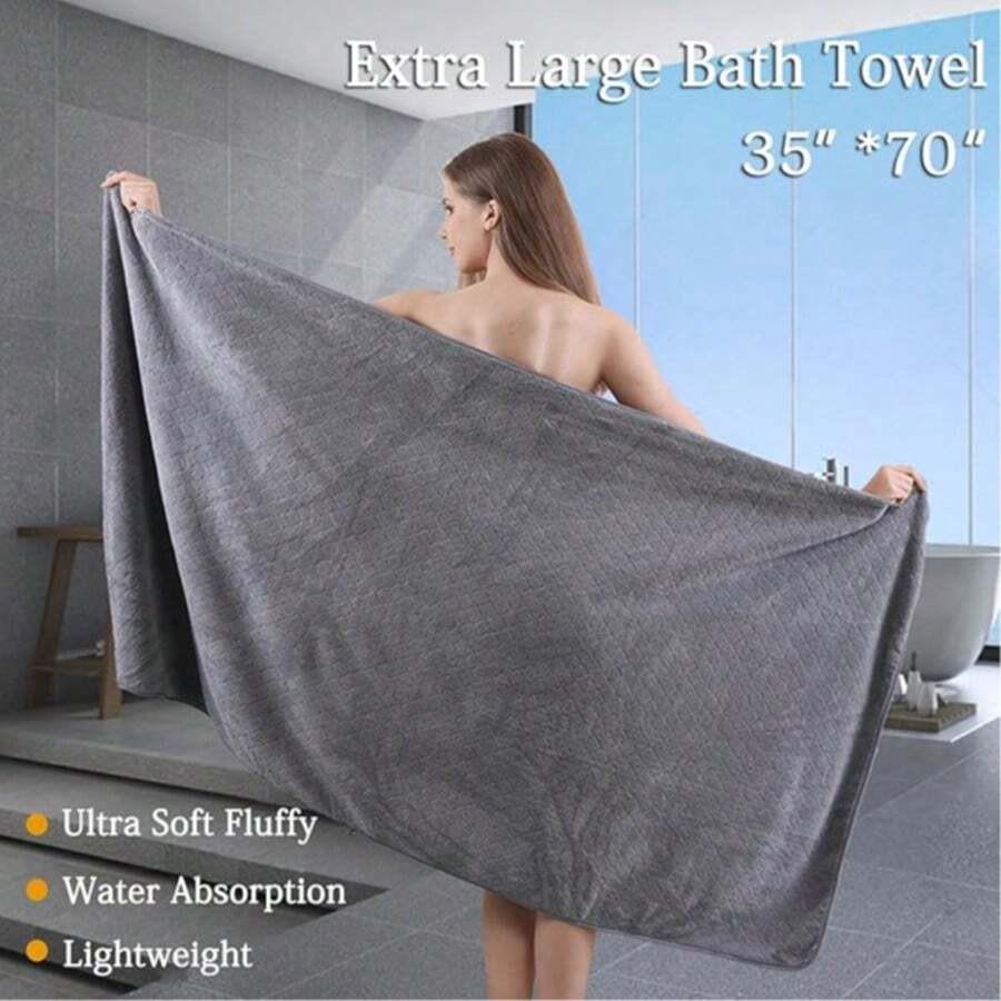 Women's Bath Towel Set - Adjustable Microfiber Super Absorbent, Bath Towel And Bathroom Shower Head Cover, Quick Drying Hair And Body, Suitable For Gym, Spa, Sauna And After Shower Body Covering, Pink Gray Back To School