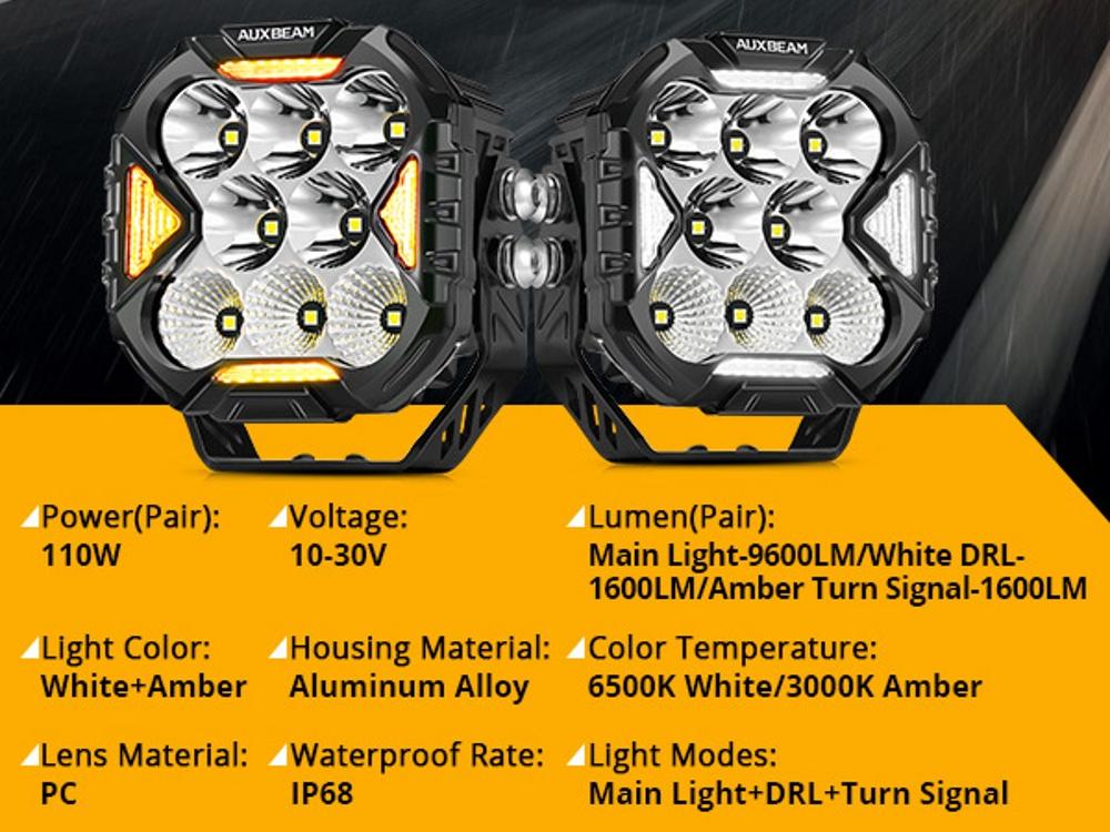 4 Inch CUBE-Z Series Combo LED Pod Lights Off Road Lights LED Driving Light with White DRL & Amber Turn Signal Lights jeeplight bar spot flood combo beam