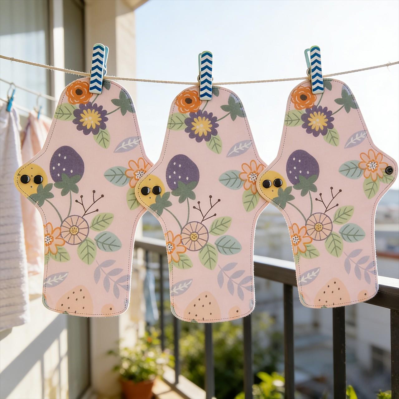 3pcs Reusable Pads Set, High Absorbency Leakproof Night & Day Use, Cotton Lining, Multiple Sizes, Postpartum Menstrual Incontinence Care