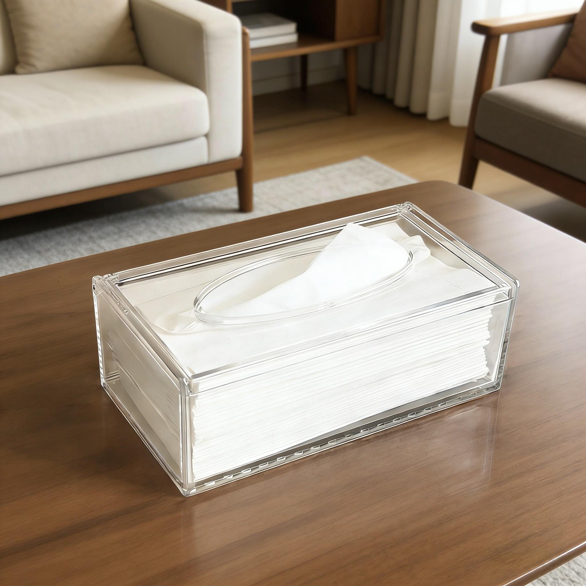 Transparent Acrylic Napkin Holder, Rectangular Design, Ideal for Bathroom Kitchen Car Restaurant, Durable Modern Aesthetic, Tissue Holder