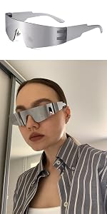 COASION Wrap Around Sunglasses for Women Trendy Rimless Futuristic Shades Y2k Shield Flat Top Fashion Eyeglasses