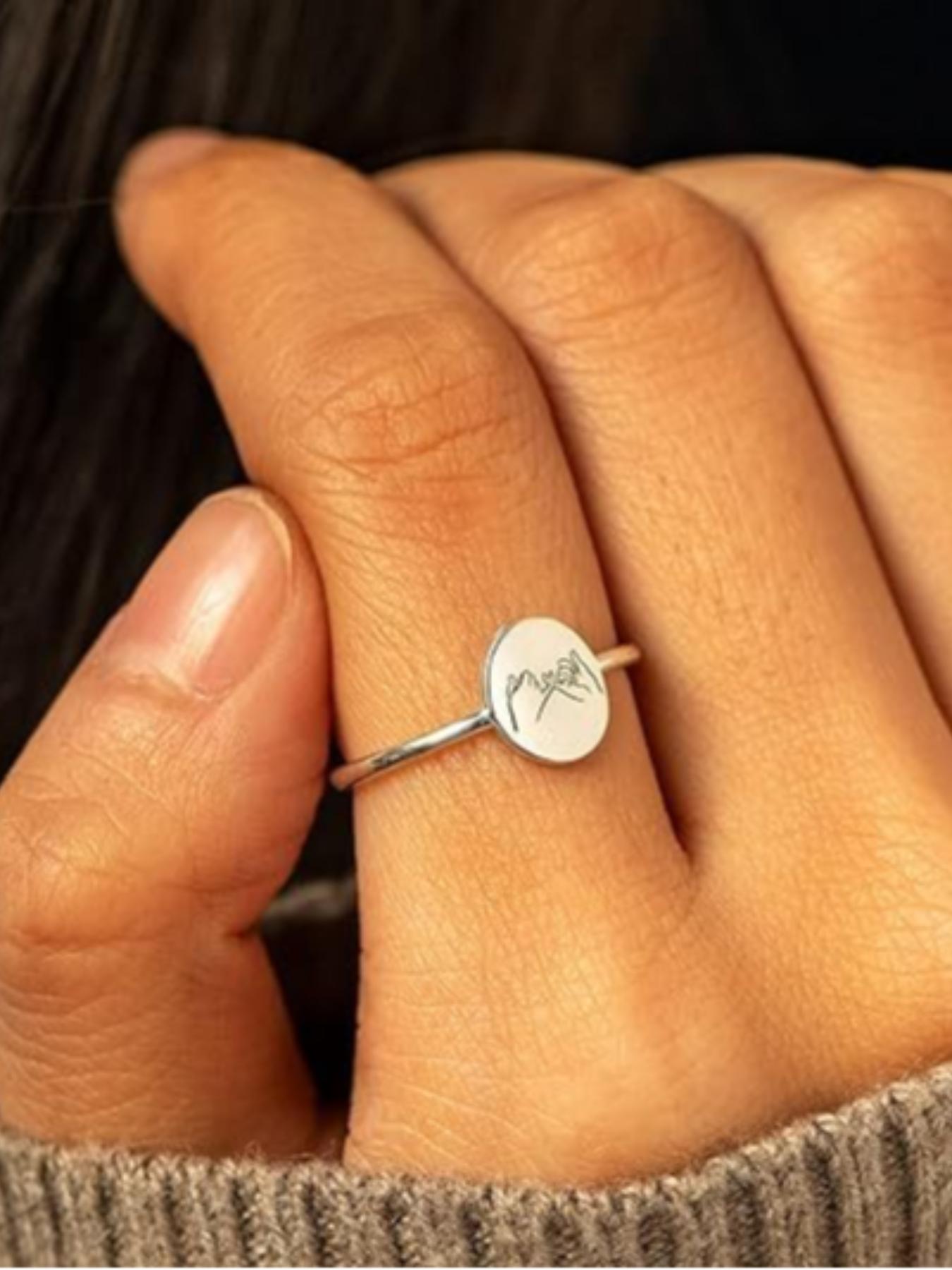 S925 Sterling Silver Cute Hand Gesture Design Spellbound Ring, Fashion Accessories for Women & Girls, Trendy All-match & Exquisite Jewelry for Birthday Gift