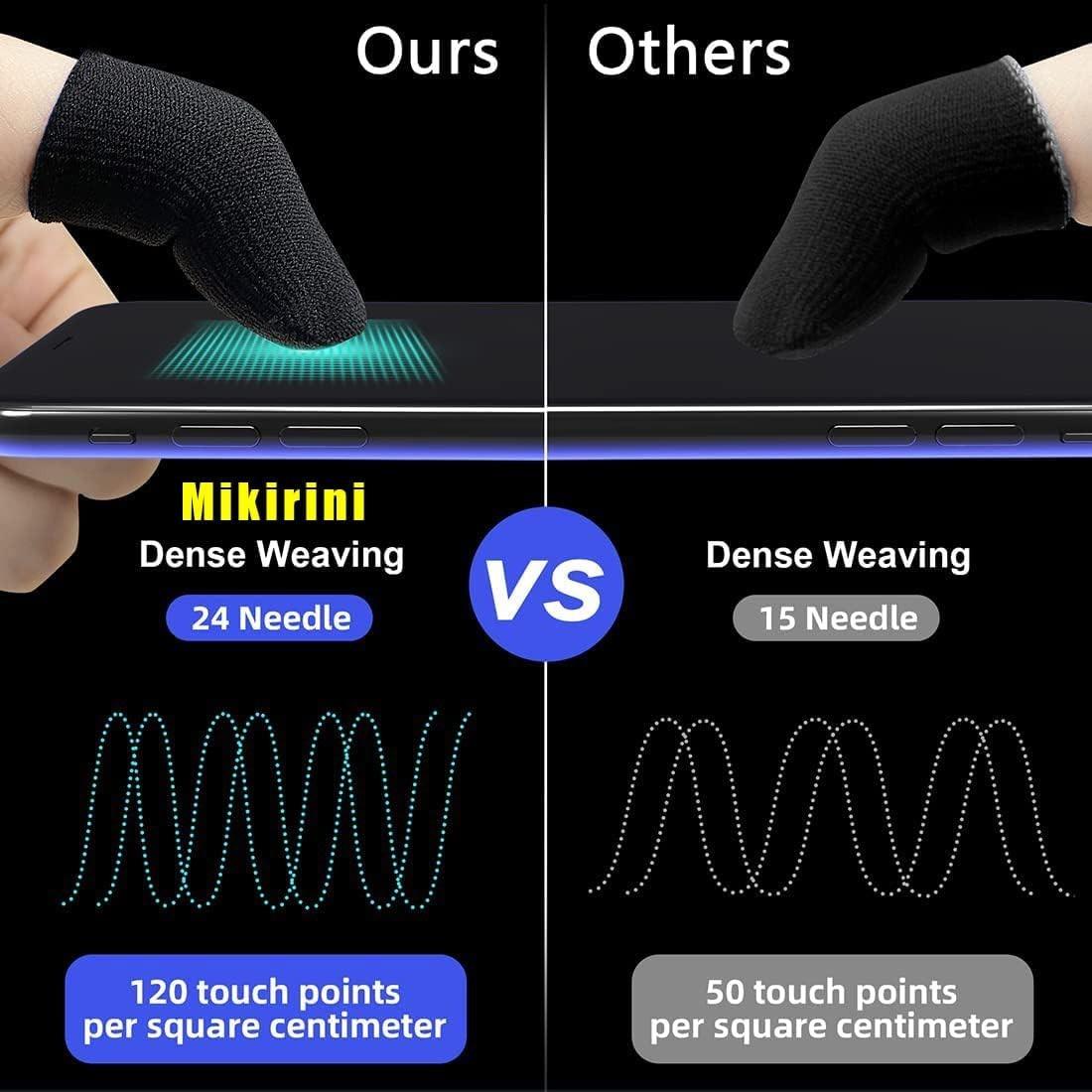 20PCS Gaming Finger Sleeves E-Sports Light Model, 0.15mm Superconducting Nanofibers, Smooth Feel, Anti-Sweat, Extremely Thin, Fit All Touchscreen Devices Black Edge