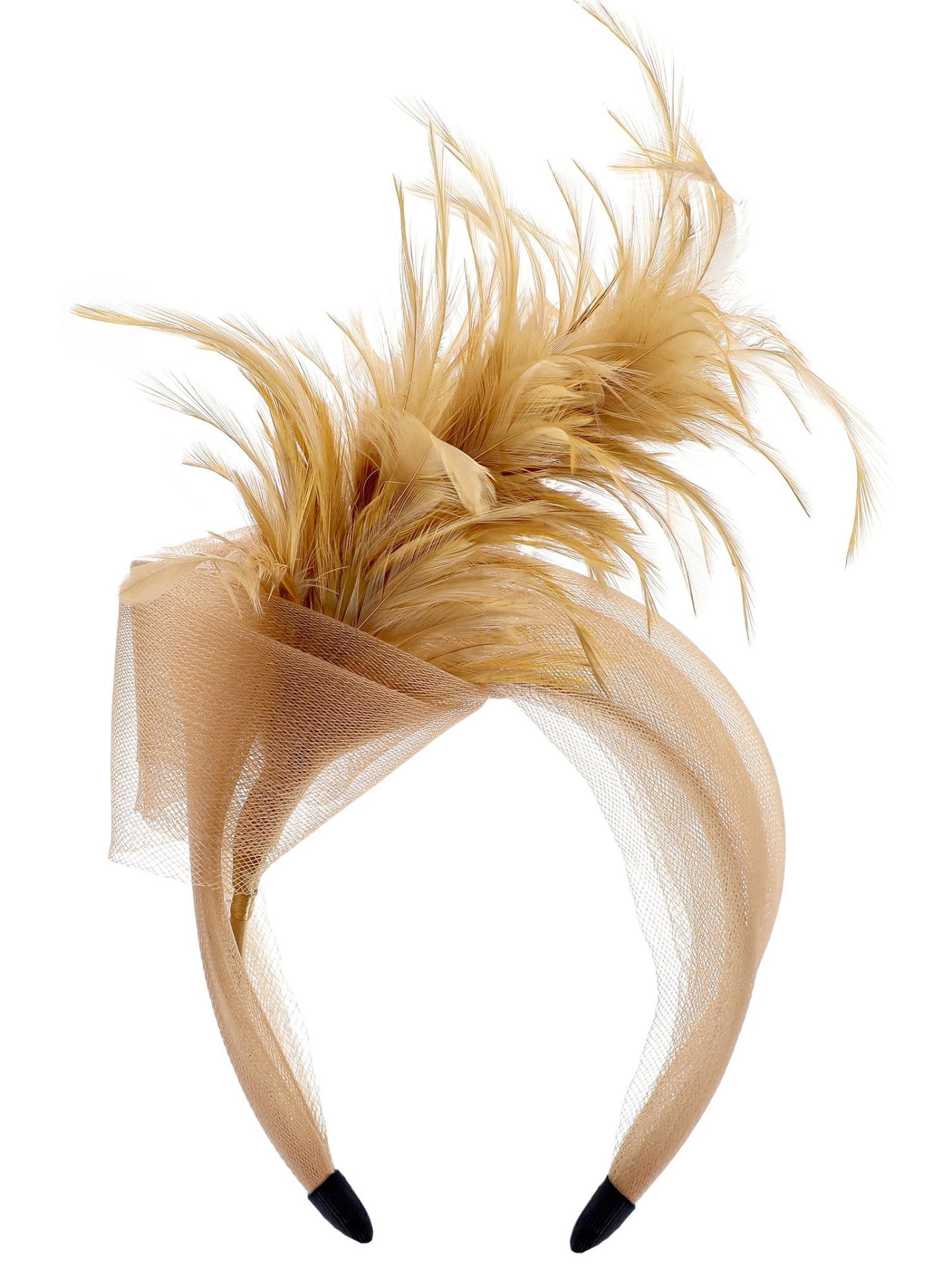 Feather Fascinators Headband Women's Tea Party Hat for Kentucky Derby, Cocktail, Wedding, Fancy Dress Party for Evening Wear and Special Occasion Vintage Looks Brooch Sweet and Cute Women's Hair Accessories ﻿