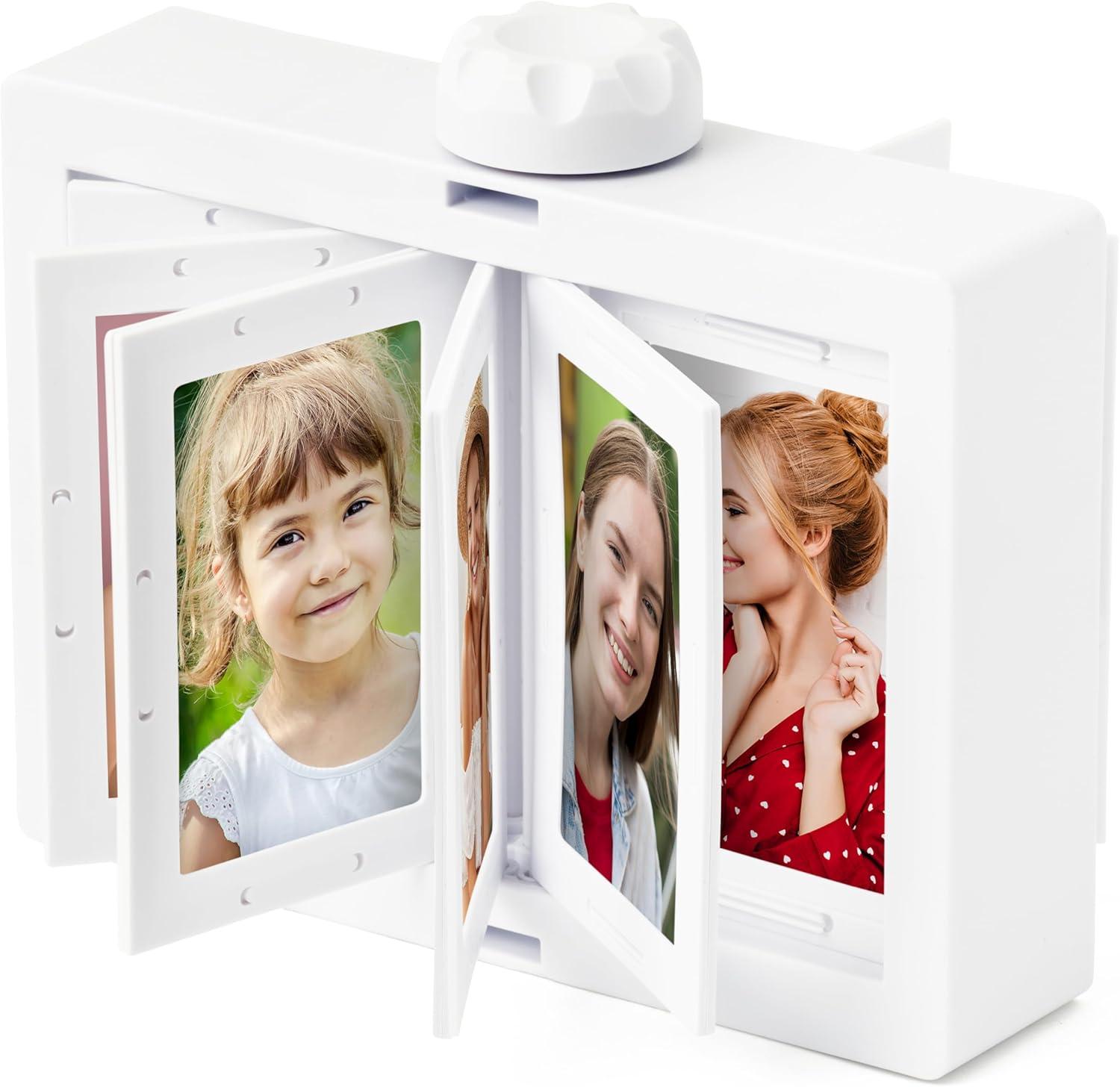 Photo Album Desktop Polaroid Rotating frames for 3x2in Mini Photos & Photocards, Rotating Flip Photo Album Desktop small picture frame for 24 Photos Family Photo Collections for Home Office Desk