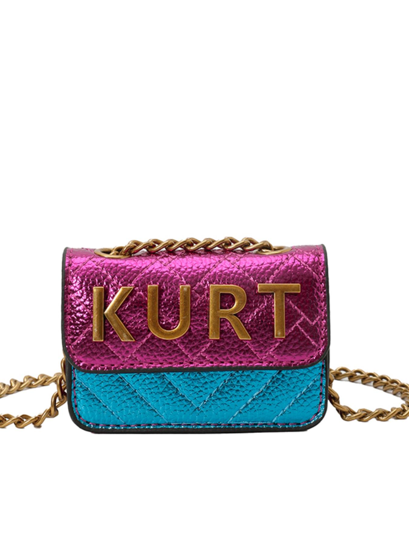 Women's PU Colorblock Crossbody Shoulder Bag, Retro Chain Design Magnetic Closure Letter Decor, Ideal for Parties & Casual, Handbag Shoulder Bag