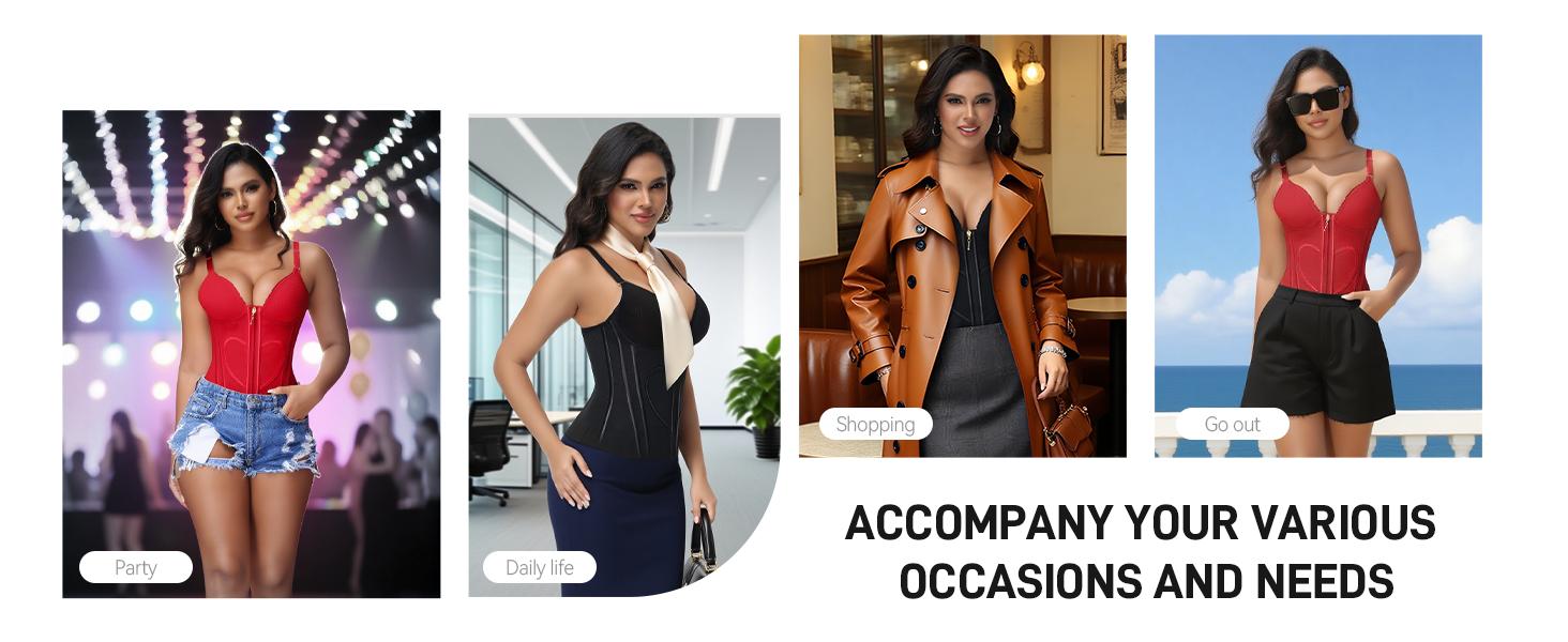 SHAPESHE Waist Shapewear with Bra for Women Corset Tummy Control Workout Vest Going Out Tops