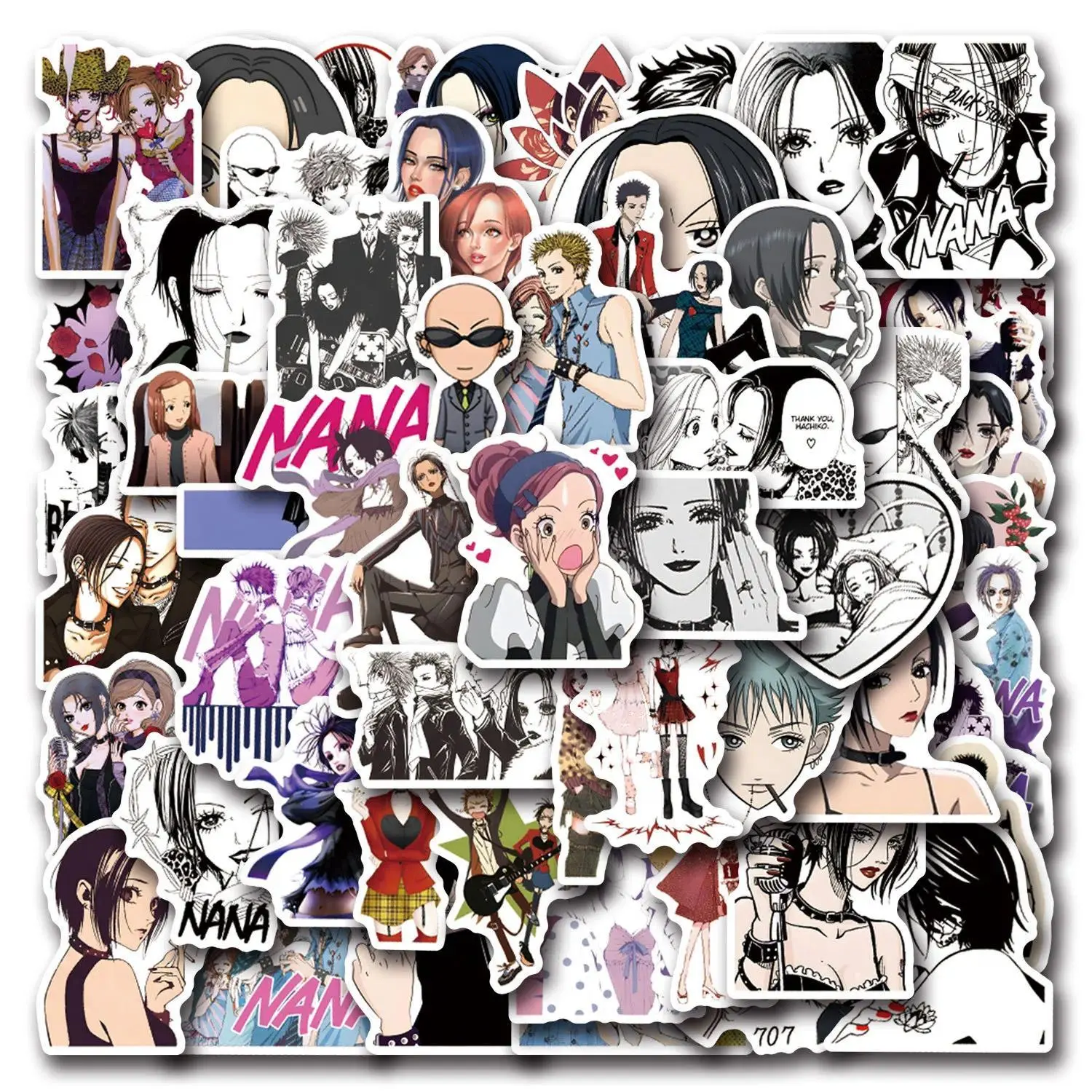 55Pcs Anime Nana Stickers DIY Stickers Scrapbooking Phone Luggage Skateboard Waterproof Decals