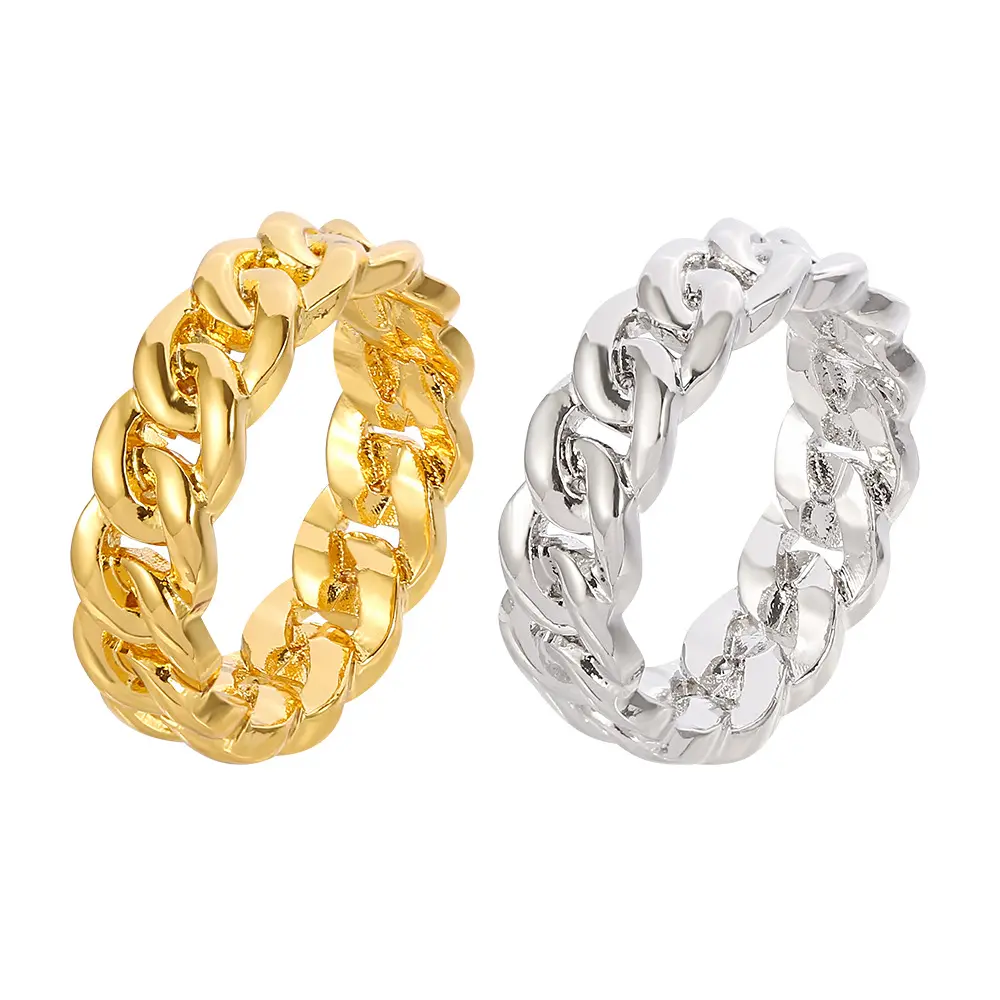 Cuban Twist Ring Minimalist Design Two-Tone Gold Silver Statement Jewelry for Daily Wear Party Gift