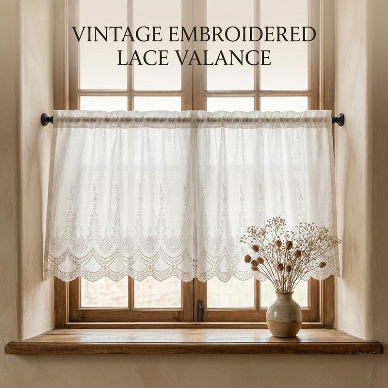 French Lace Curtain, Lace Fabric, Hollow Design, Wrinkle-Resistant, Easy Wash, Quick Dry, Sunlight Resistant, Kitchen/bathroom/patio