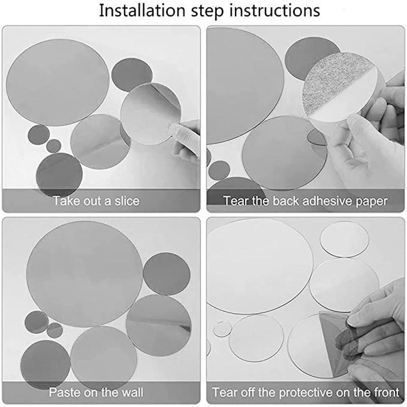 1COUNT Round Acrylic Mirror Wall Stickers, 3D Self-Adhesive DIY Round Mirror Wall Decals, Modern Minimalist Nordic Style Shatterproof Wall Art Decor for Living Room Bedroom, Make Room Look Bigger, Easy Install