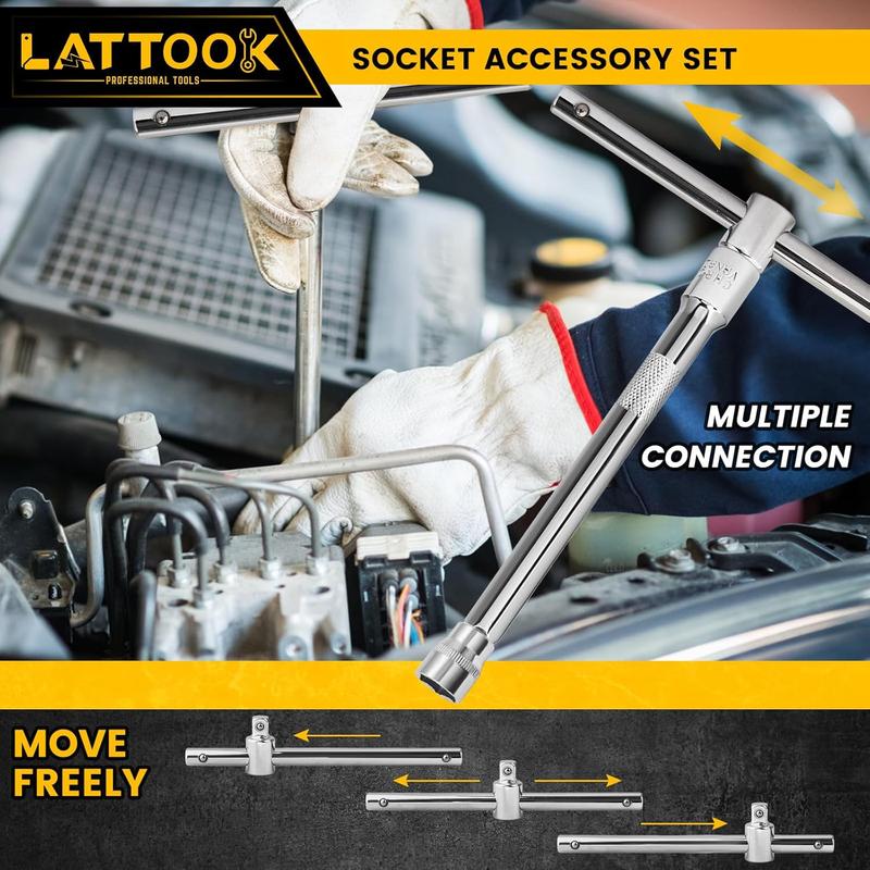 Complete Mechanics Tool Kits 53 Piece Socket Wrench Set Metric Size With Case For Automotive Repair And Craft Projects Socket Set With Extension