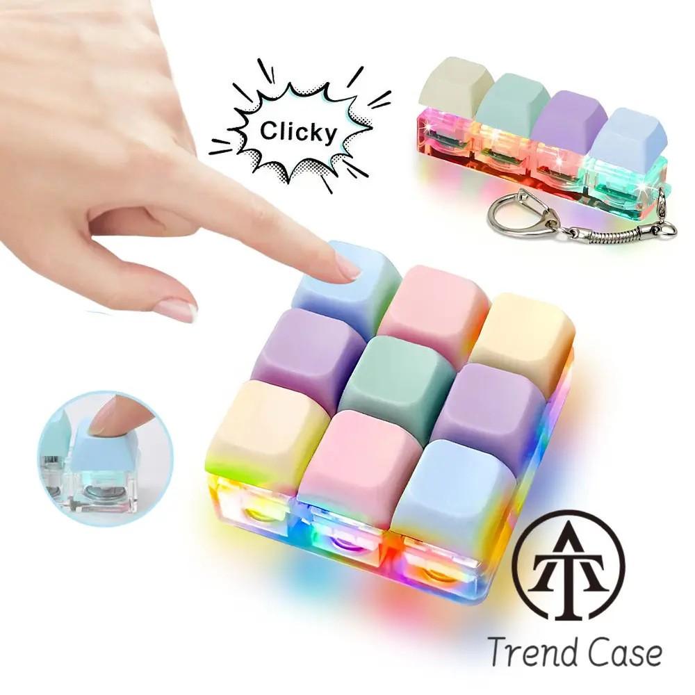 Unique Press-Down Keychain, Unisex Multi-Color, No Glow, Stress Relief Finger Toy, Fun Accessory, Gift Ornament, Keycap Pendant, Fidget Keyring