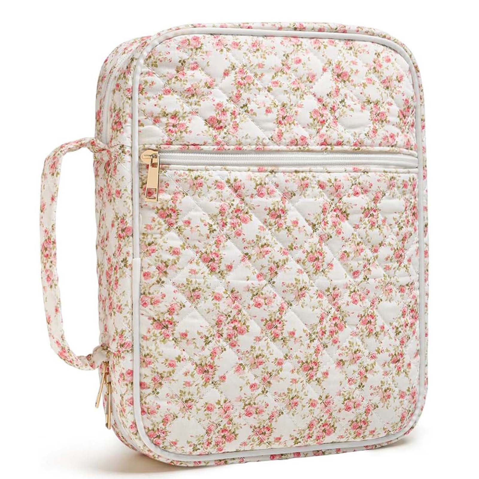 Bible Cover Case for Women Large Bible Cover with Durable Handle Quilted Bible Carrying Case for Girls Bible Study Supplies Accessories, Mother Day, Christmas Christian Gifts for Women