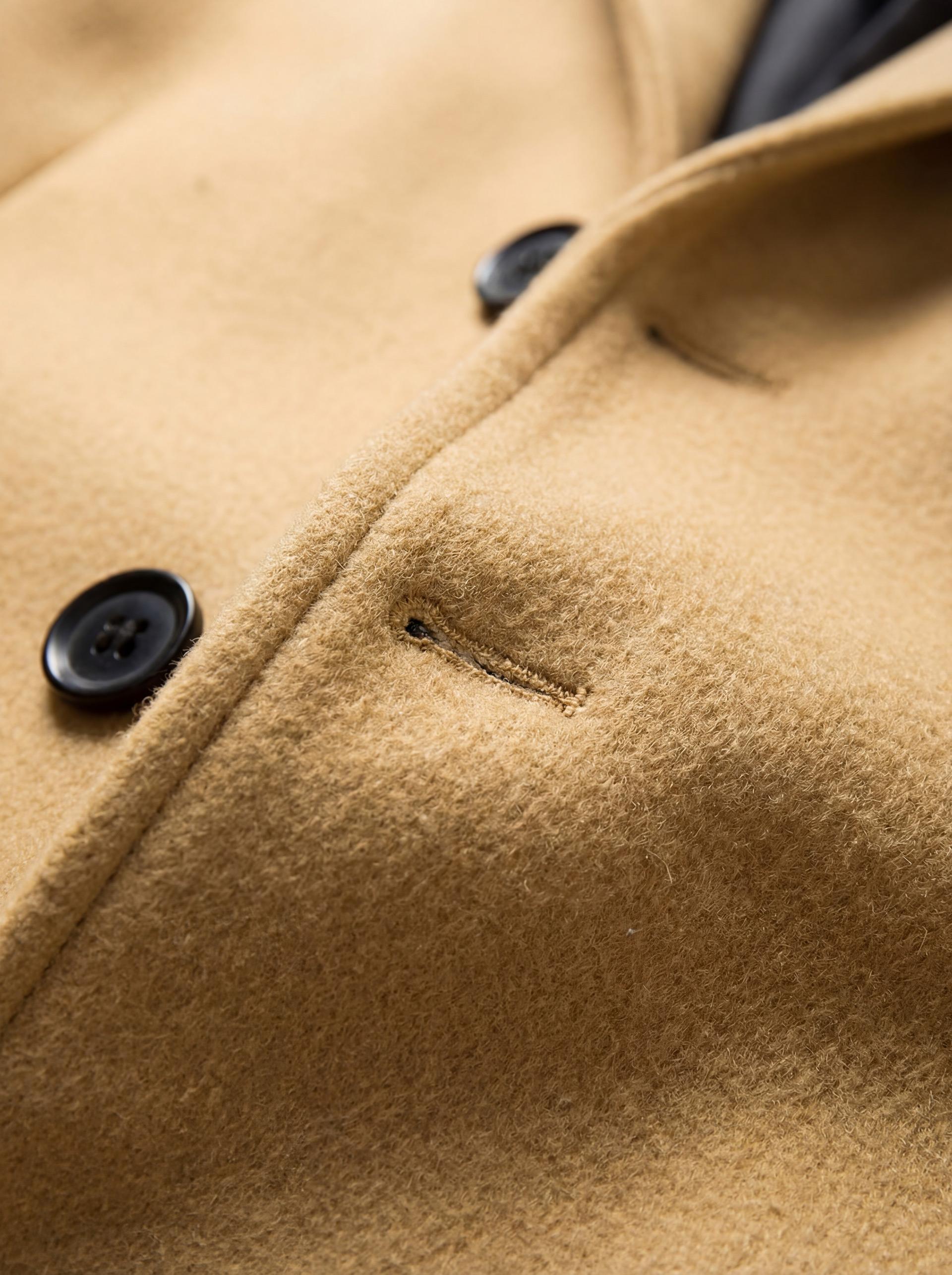 KZZ Men's Solid Button Front Lapel Neck Midi Coat, Regular Fit Casual Long Sleeve Outerwear for Fall & Winter, Men's Clothes for Daily Wear Christmas gifts christmas gifts for him Beige Khaki jackets SpringStatements