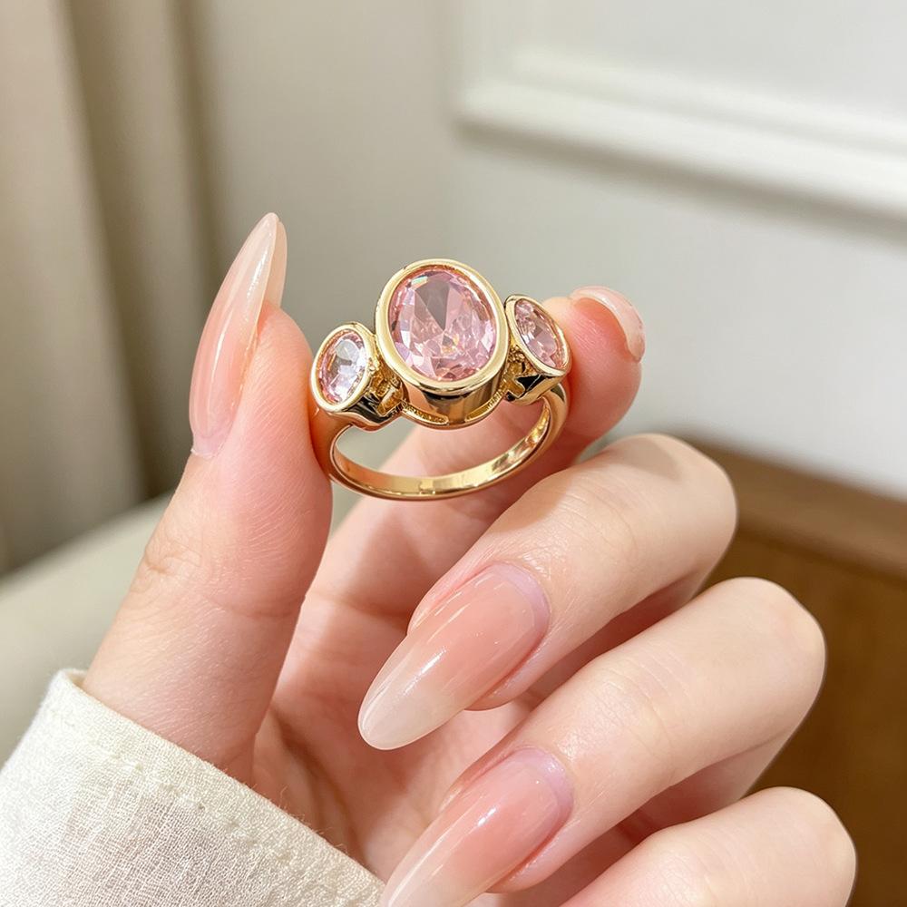 Oval Cut Diamond Art Deco Delicate Three Stone Bezel Set Statement Wedding Bridal Engagement Ring For Women 14K Yellow Gold Plated  Handmade Unique Christmas Ring