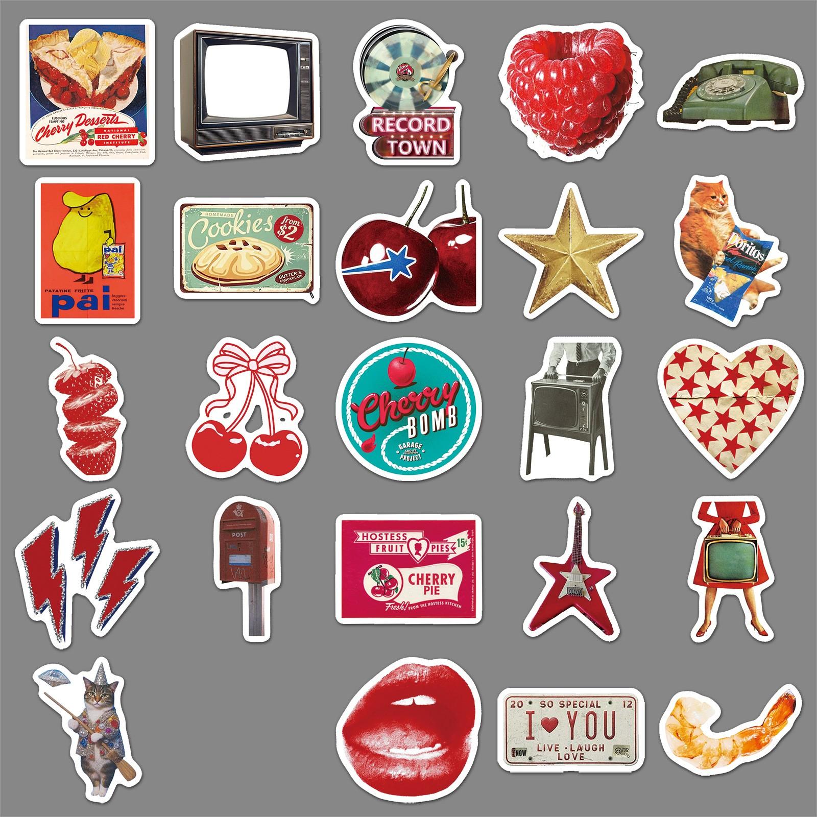 50 Pieces American Retro Graffiti Stickers, Cartoon Creative Collage Decorations, Phone Case Skateboard Notebook Stickers
