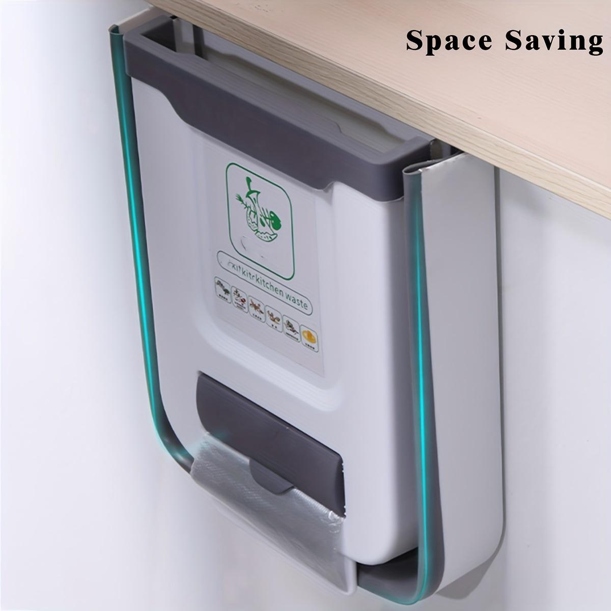 Foldable Kitchen Cabinet Door Hanging Trash Can, Space-Saving Wall-Mounted Bin with Creative Sorting Functionality, No Power Needed, Kitchen Garbage Can