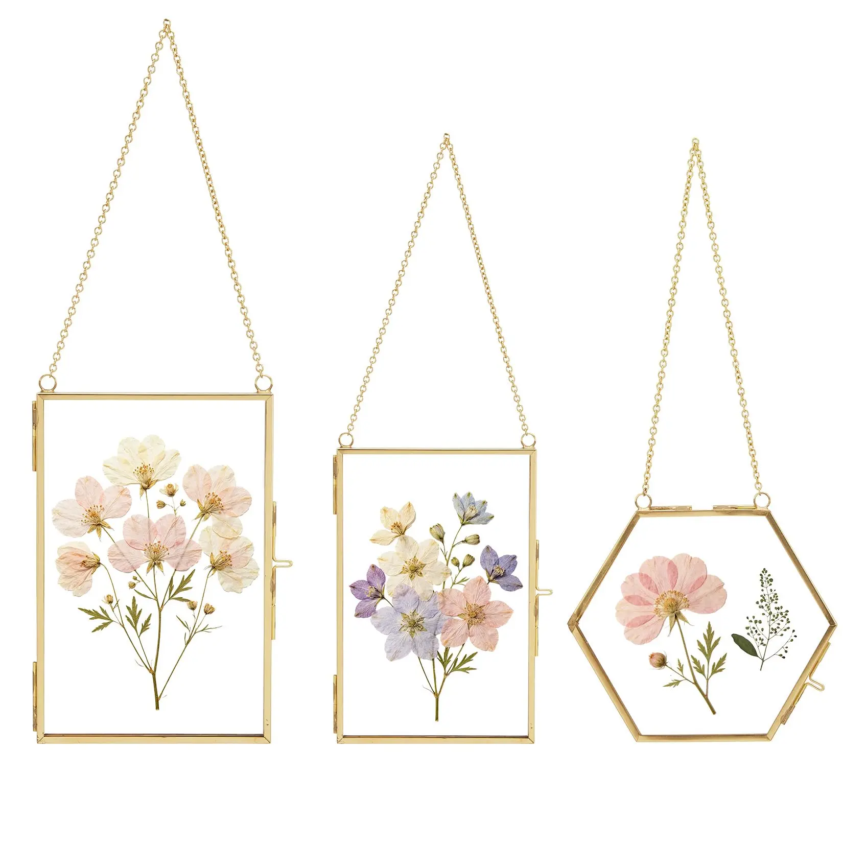 GAOMON Picture Frame Set Gold Metal Clear Glass Wall, Tabletop Photo Display for Home Decor, Elegant 6-Piece (3H/3V) 150x100mm Frame Set, Modern Minimalist Style, Rust-Proof for Art Certificates.
