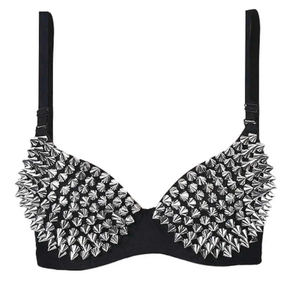 Women's Steampunk Underwear for Women, Sexy Spike Studs Wireless Bra Top for Party, Club Wear, Bras For Women