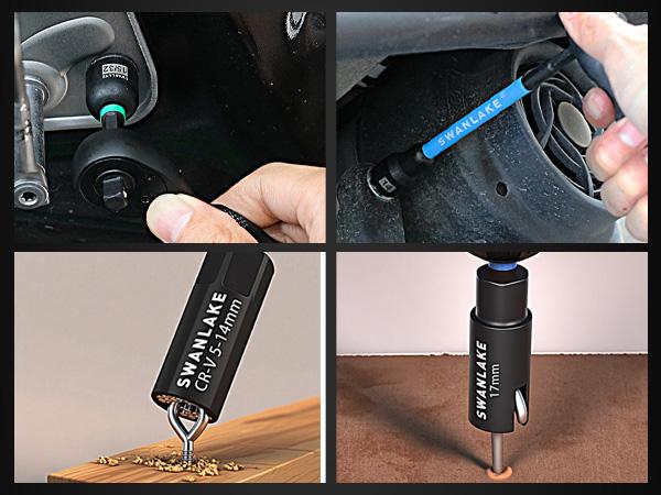 41-Piece Magnetic Nut Driver Set for Impact Drill Metric & SAE, Impact Socket Adapter, 2-IN-1 Ratchet Handle, Wing Nut Driver, Universal Socket, 1/4'' Quick-change Bit Holder