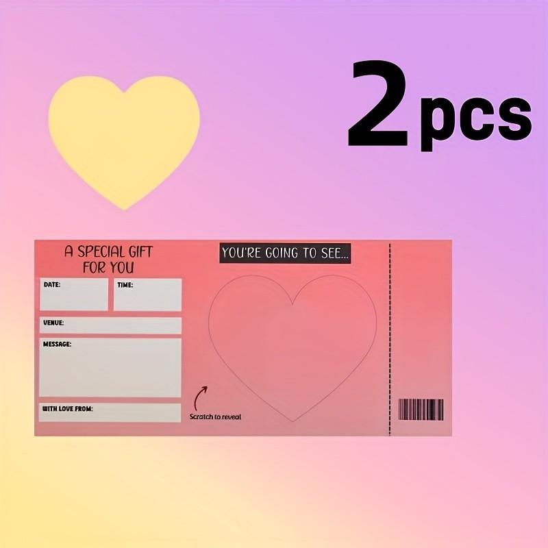 Creative Scratch-Off Surprise Cards, Romantic Heart-Shaped Gift Card, Customizable Date/time/location, Perfect for Valentine's Day & Anniversaries