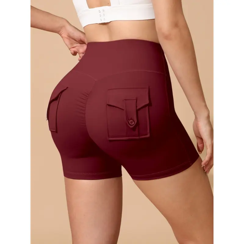 Polyester shorts in burgundy