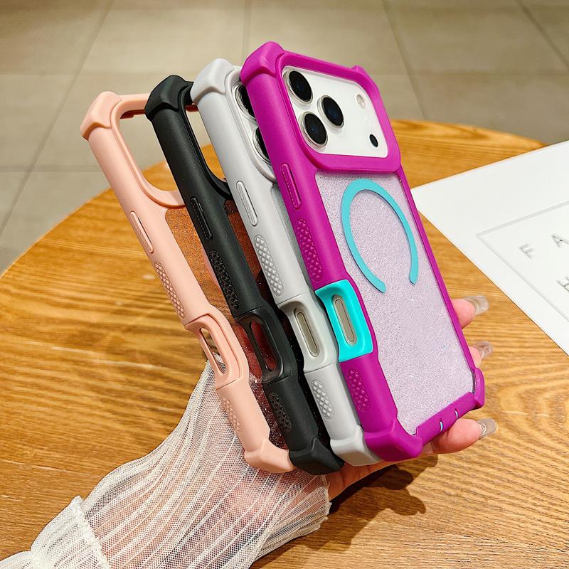 Transparent Magsafe Magnetic Corner Protection Protective Shockproof Phone Case, Compatible with iPhone 17 Pro Max 17 Air 16 15 14 13 12 11, Casing