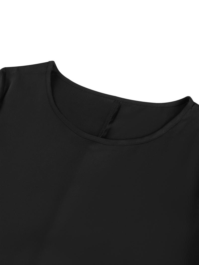 Elegant Water Drill Sleeve Round Neck Dress, Slim-Fitting Flare Sleeves, Perfect for Spring & Fall Formal Events