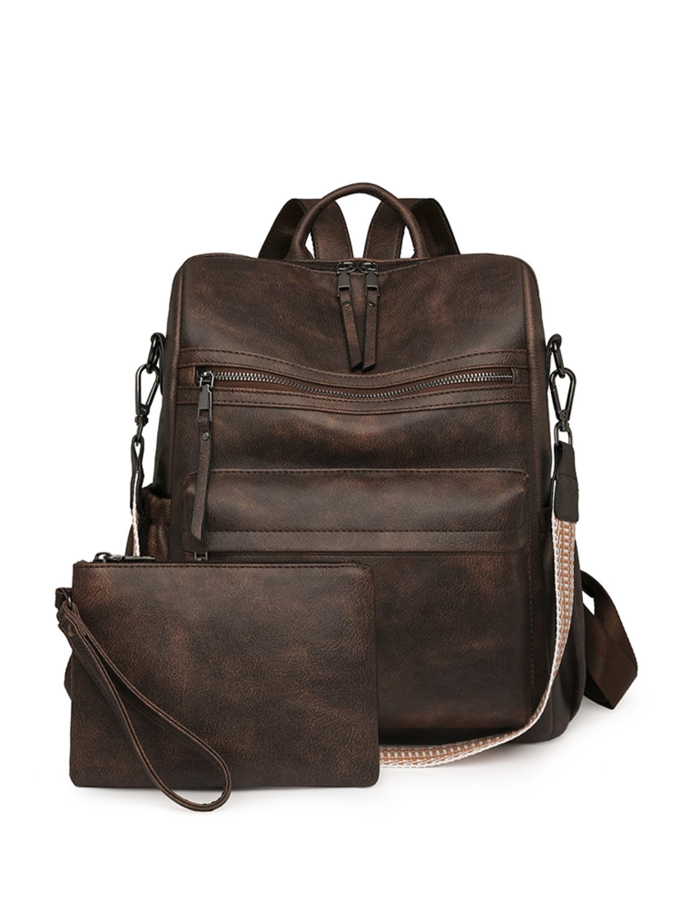 Two-Piece Backpack, Large Capacity Commuter Laptop Bag, Durable PU Material, Multi-Compartment Design, Ideal for Work, Travel, Shopping