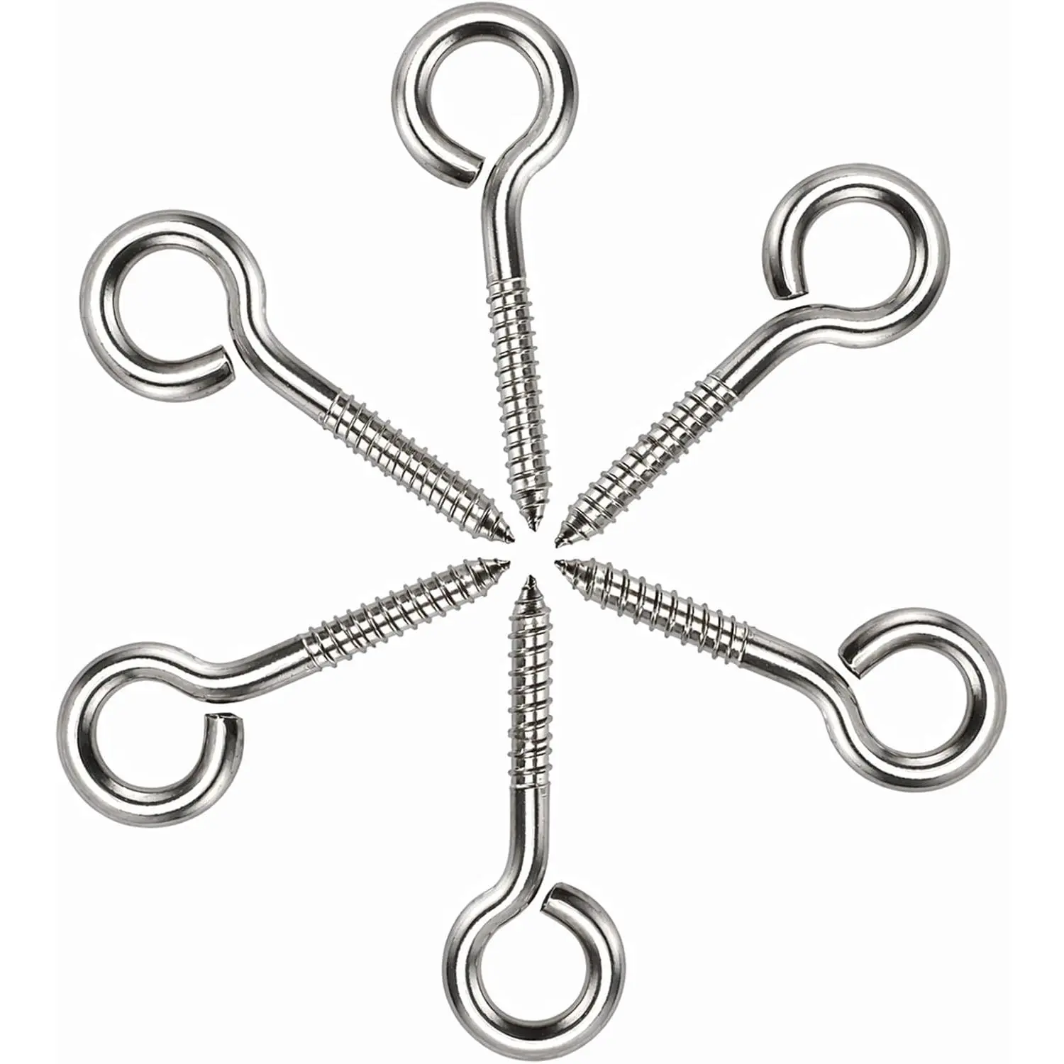 4.25" Heavy  Screw Eye Hooks, Stainless Steel for , 6 Pack