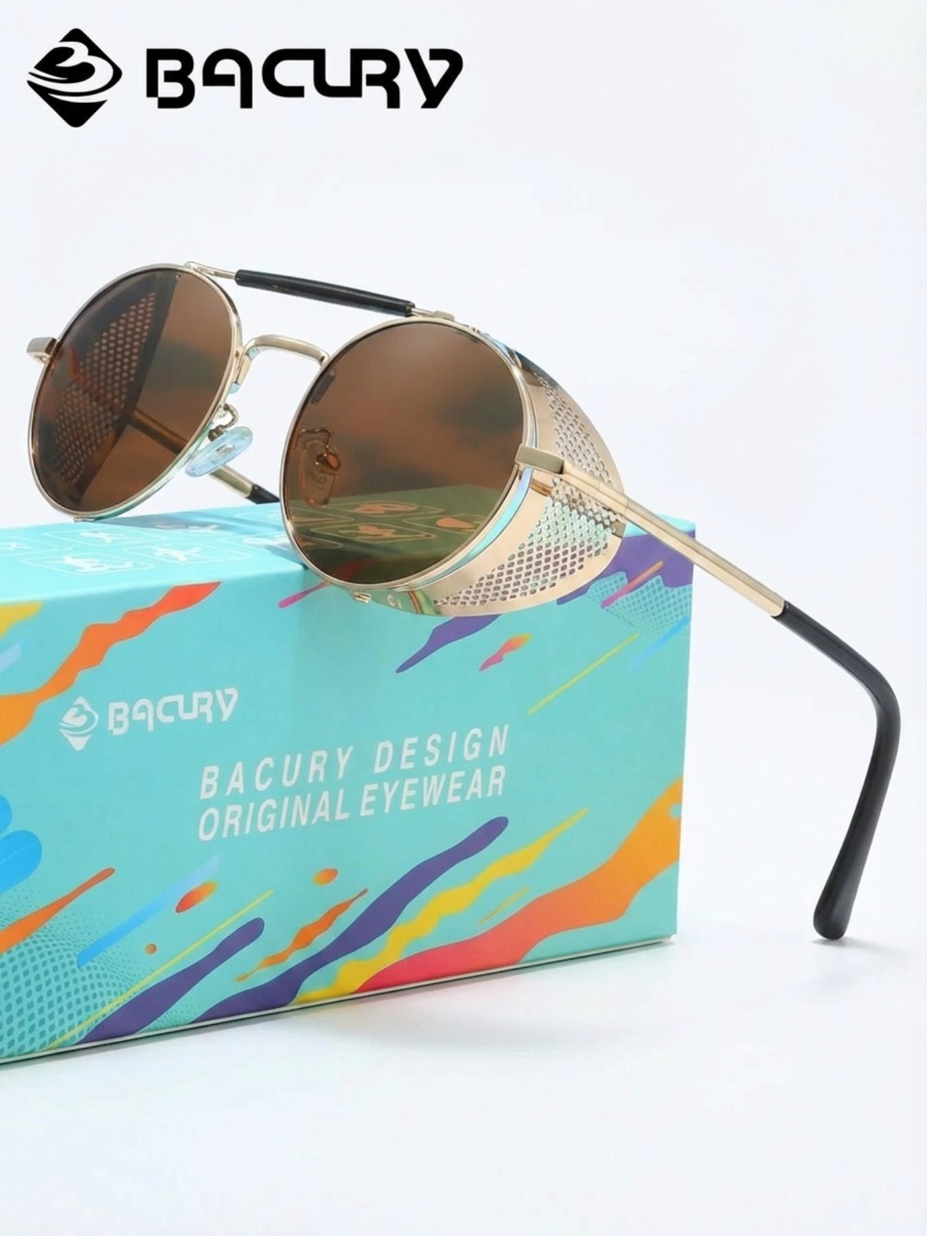 BACURY Retro Oval Polarizer Sunglasses Made Of Stainless Steel For Men And Women, Windproof For Outdoor Travel, Reducing Glare, Versatile, And Uv Resistant