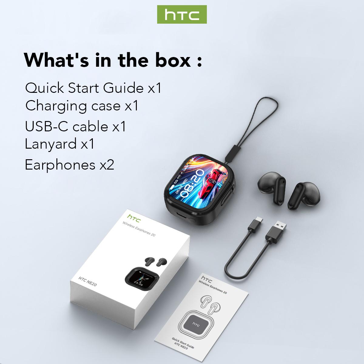 HTC NE20 OWS - Wireless Bluetooth Earphones, LED Display, Bluetooth 5.4, Charging Case, IPX4 Waterproof, Built-in Microphone. Three-month warranty! Suitable for office, sports, study and voice calls.