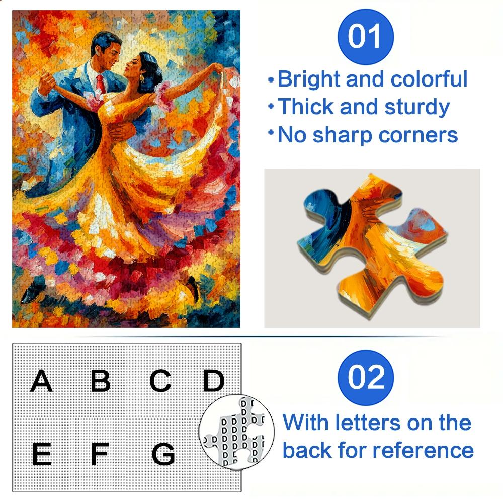 1pc 1000 piece adult puzzle 70x50cm Couple Dancing in Vibrant Colors500 pieces of paper jigsaw puzzle, suitable for adults and families, large-scale DIY puzzle interactive toy games, birthday holida