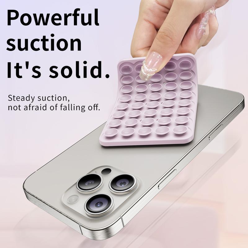 HISTORYOO Silicone Suction Cup Phone Case Mount Sticky Double Sided Phone Grip on Glass Metal Plastic For Phone, For Case, Hands-Free Vacuum Grip Holder for iPhone & Android, Phone Accessory for Selfies and Videos, Removable