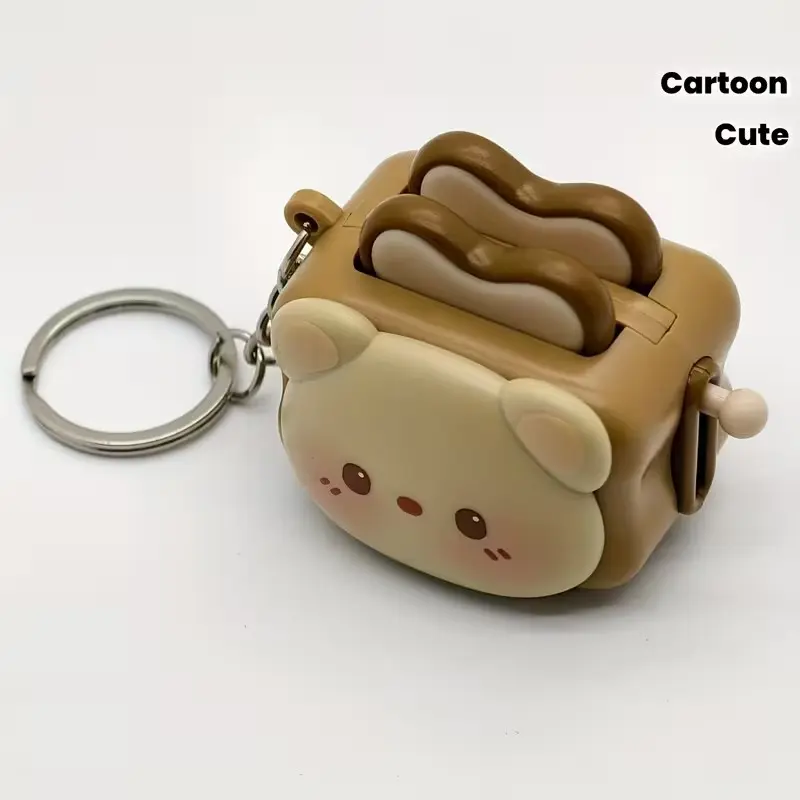 Cute Sound-Making Bread Machine Panda Keychain, Stress Relief Toy Accessory, Elegant Cartoon Gift, Ideal for Friends and Couples