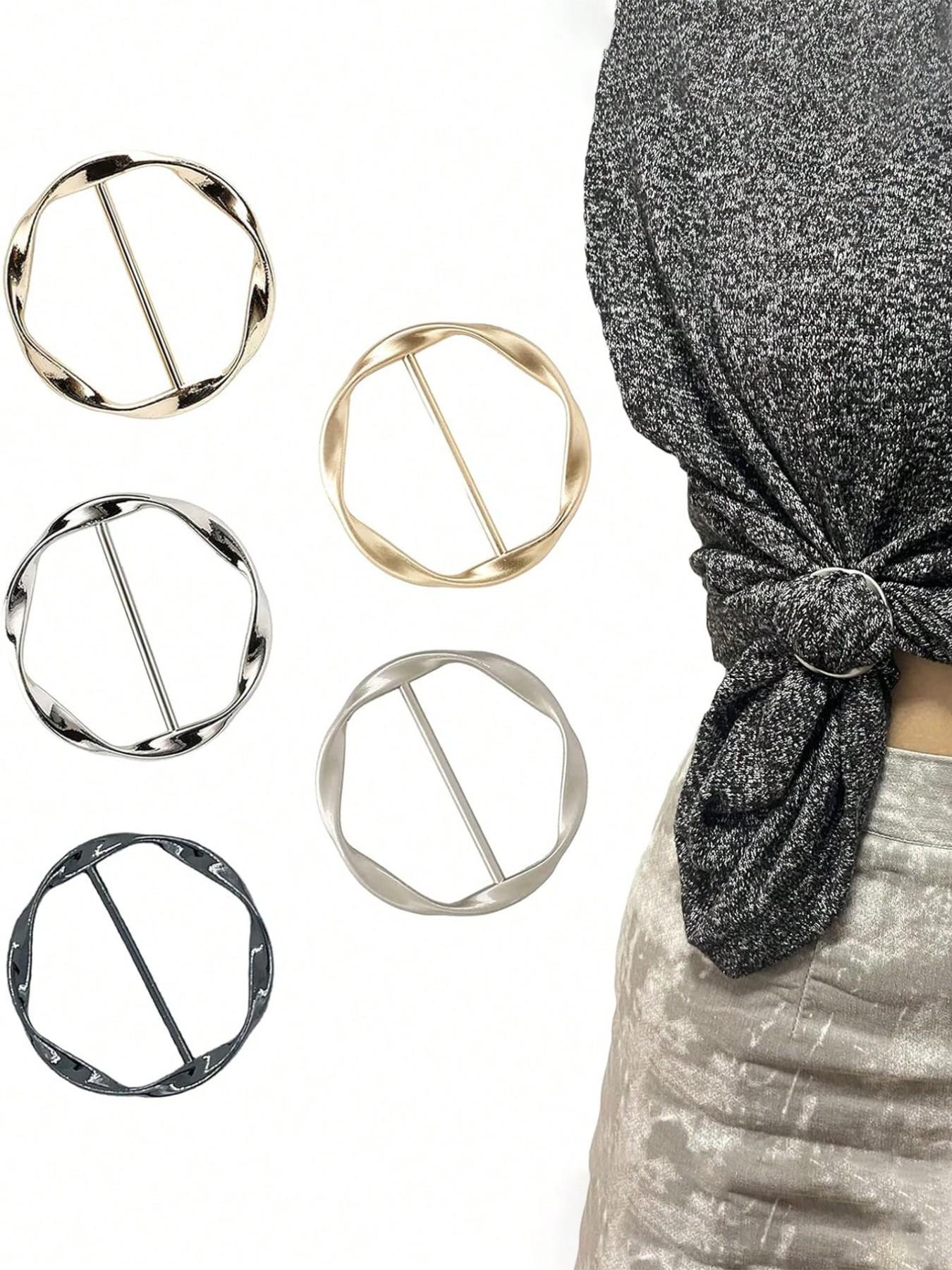 5-Piece Multi-Functional Metal Scarf/tee Clips, Easy Knotting and Waist Cinch Accessories, Ideal for Sewing, Knitting, DIY Crafts