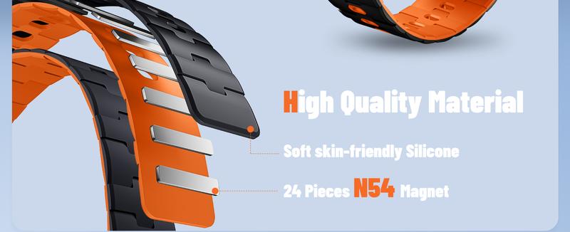 Magnetic Silicone Watchband Compatible with iWatch Band 44mm 45mm 46mm 49mm 42mm 41mm 40mm 38mm for Men Women, Sport Strong Magnet Strap for iWatch Series 10 9 Ultra SE 2 8 7 6 5 4 3 1