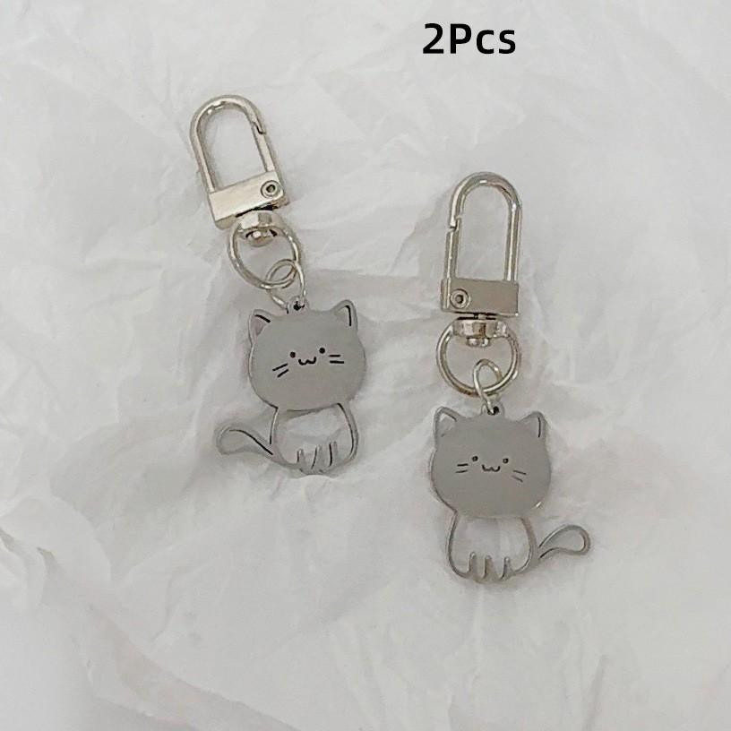Cute Cat Keychain Set of 2, Cartoon Animal Keychains, Birthday Gift, Suitable for Daily Use and Outdoor Wear