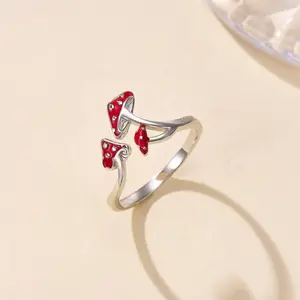 Adorable Red Mushroom-Themed Adjustable Ring, Perfect for Gifts on Valentine'S Day, Anniversaries, Birthdays, Or Weddings