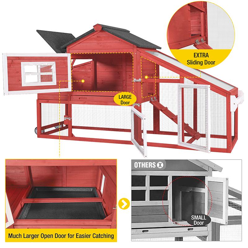 【DealsForYouDays】Aivituvin-AIR23 Wooden Chicken Coop on Wheels for 2-3 Hens,Chicken Tractor