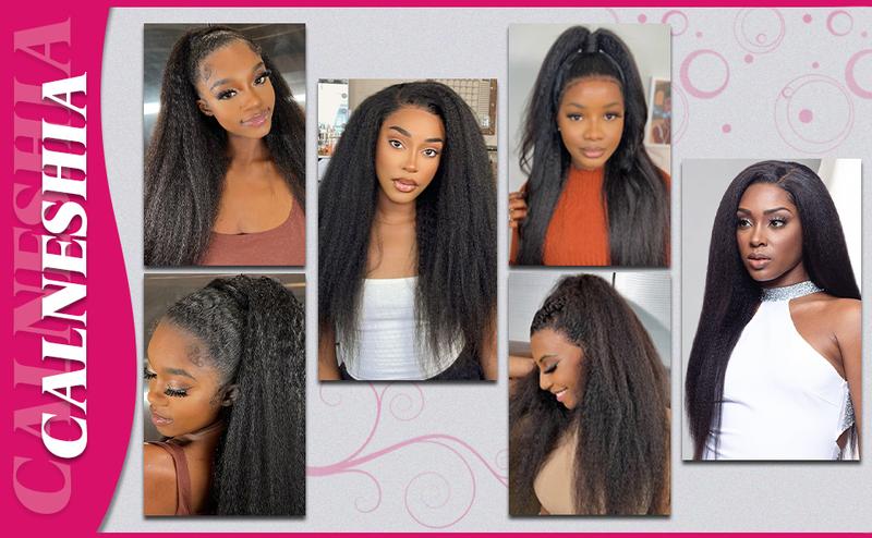 VIPbeauty Kinky Straight Bundles with Closure Yaki Kinky Straight Human Hair 3 Bundles with 5x5 Lace Closure Unprocessed Brazilian Virgin Human Hair Weave Extensions Natural Color