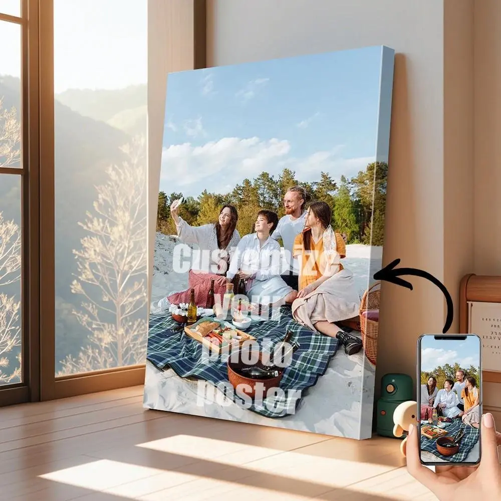 1 custom canvas poster—available with or without a frame—have your photo printed on canvas for a creative gift. Canvas poster