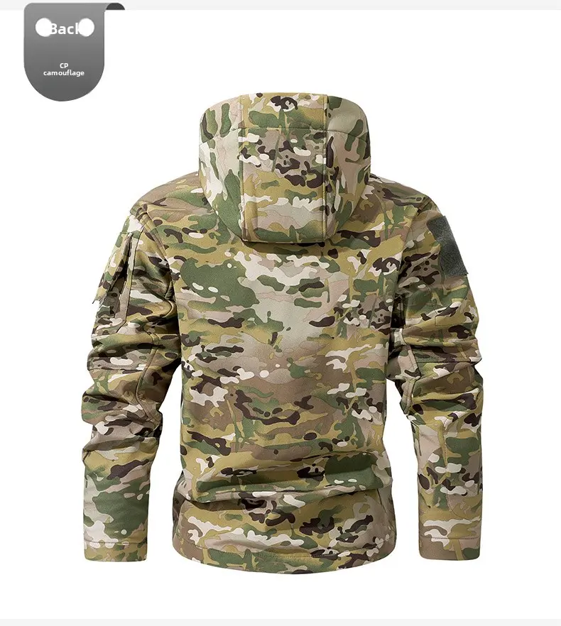 Men's Waterproof Fleece Hooded Jacket Mock Neck, Fitted, 9 Multi Compartment Pockets, Long Sleeves, Operator Style Camo Navy Workwear for Outdoor Motocross Men's Waterproof Fleece Hooded Jacket Mock Neck, Fitted, 9 Multi Compartment Pockets, Long Sleeves, Operator Style Camo Navy Workwear for Outdoor Motocross