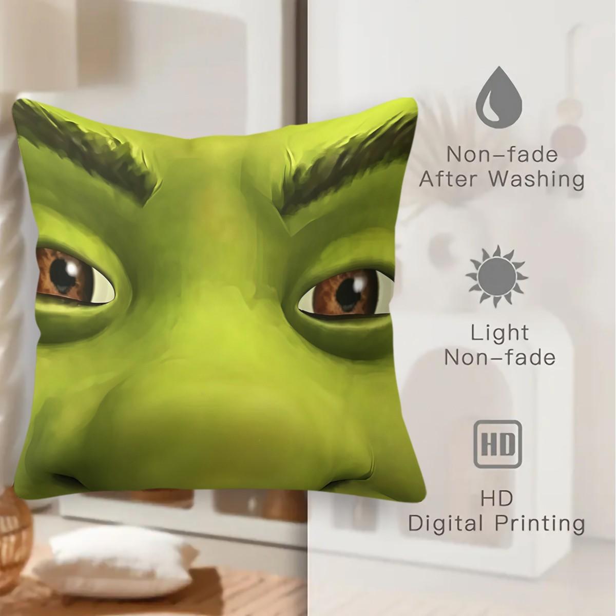 Shrek Pattern Pillow, 1 Piece Includes Pillow Core, Soft And Durable, Suitable For Children And Adults, Daily Holiday Birthday Gift, Bedroom Decoration For Bed, Sofa, Car