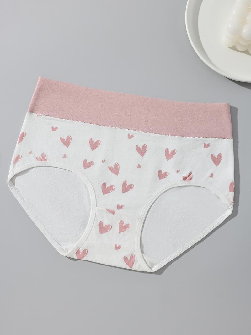 HOTCOM Women's Cotton Panties - 6 Pack Cute Love Print Briefs with Stretchy Waistband & Double Layer Crotch Soft Breathable Underwear for Everyday Wear & Postpartum Comfort FallFreshness - Fit